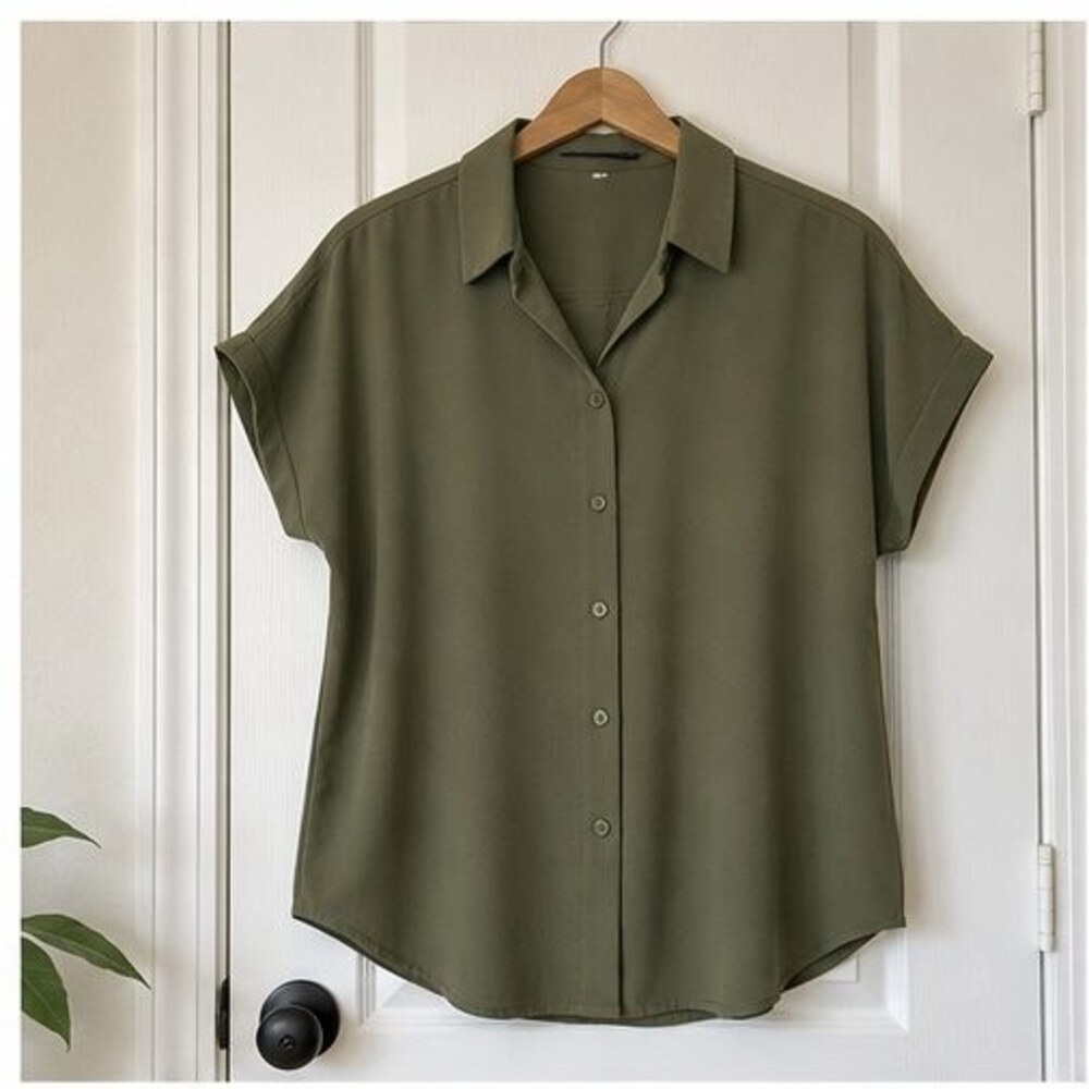 Olive Tie Neck Blouse